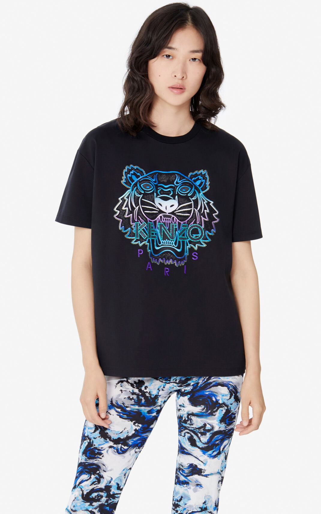 Kenzo 虎 Tシャツ レディース 黒 - PEGQLC892